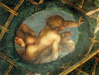 聖パウロの間または修道院の間の装飾の細部、ケルブ付き卵形 作： (c.1489 1534) Correggio