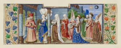 ボエティウスに7つの教養を提示する哲学、c.1465テンペラと羊皮紙に金） 作： (fl.1450 75) Master of Coetivy