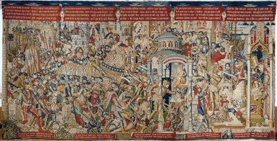 トロイア戦争：トロイの破壊、1470年頃（タペストリー） 作： (fl.1450 75) Master of Coetivy