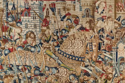 トロイア戦争：トロイの破壊、1470年頃（タペストリー） 作： (fl.1450 75) Master of Coetivy