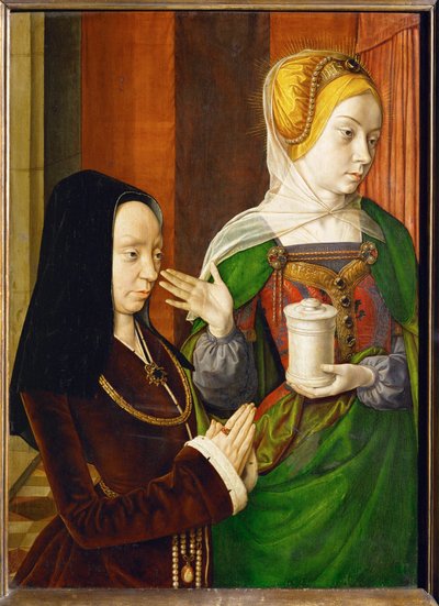 マドレーヌ・ド・ブルゴーニュ、ラージュ夫人、聖マグダレンによって贈られる... 作： (fl.c.1483-c.1529) Master of Moulins