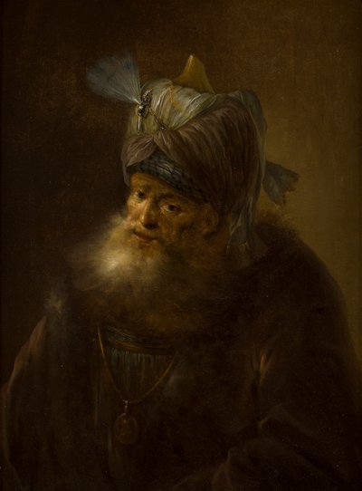 ターバンの男の肖像（キャンバスに油彩） 作： (follower of) Rembrandt Harmensz. van Rijn