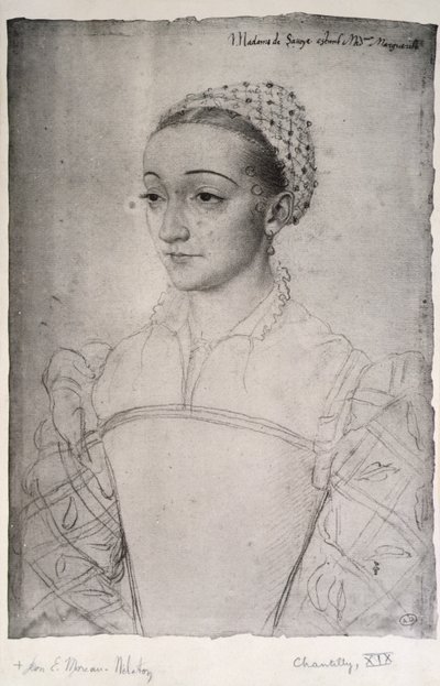 マルグリット・ド・フランス（1523-74）（紙に鉛筆） 作： (studio of) Clouet