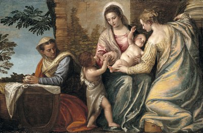 聖エリザベス、洗礼者聖ヨハネ、聖ジャスティナとのマドンナと子供、1565-70 作： Paolo Veronese