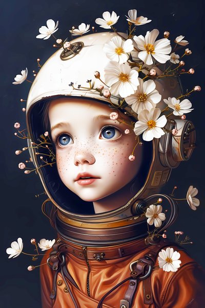 子供の宇宙飛行士 花, カスタム写真プリントサイズ 作： F. Abderrahim