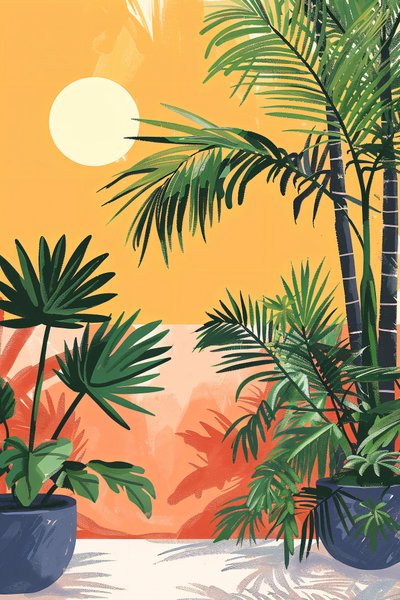 ノヴァの観葉植物が描かれた美的なポスター（キャンバスプリント用 作： F. Abderrahim