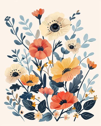 オンデマンドのボタニカル壁掛けアートプリントのためのボーホーの花の保育園 作： F. Abderrahim