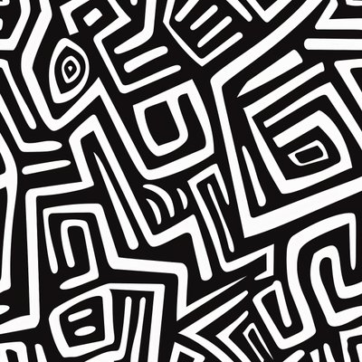 サルバドール文化からの白いストライプの絵画 壁掛け用アートプリント 作： F. Abderrahim