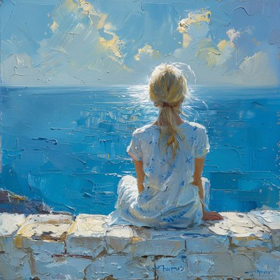 海風の中の抽象画の若い女性｜オンラインアート版画販売 作： F. Abderrahim