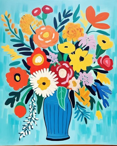 マティスのインスピレーション 花瓶の花｜フラワーアート プリント 壁飾り 作： F. Abderrahim