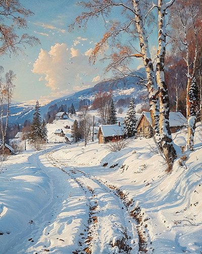雪景色の風景 寝室の壁の装飾 作： F. Abderrahim