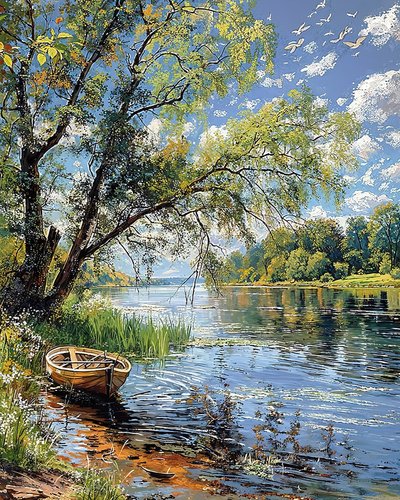 陽光が降り注ぐ草原のある美しい風景、モダンな壁飾りのアイデア 作： F. Abderrahim
