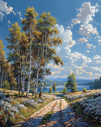 風光明媚な尾根のある風景、寝室のための額装された壁の装飾 作： F. Abderrahim