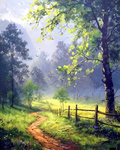 夕暮れ時の美しい風景、壁の装飾のためのキャンバス モダンな風景 作： F. Abderrahim