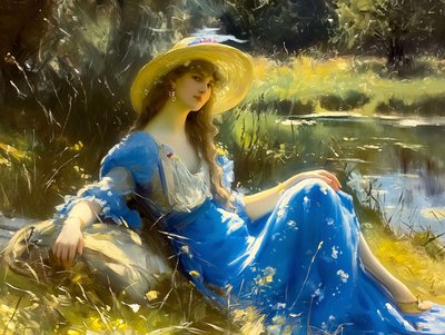 自然の中の女性を描いた古典絵画、ジョン・シンガー・サージェントのインスピレーション 作： F. Abderrahim