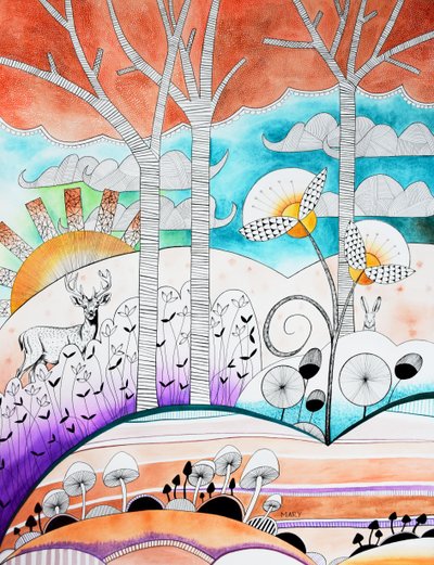 現代の森 作： Marys Watercolors