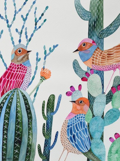 飢えた鳥たち 作： Marys Watercolors