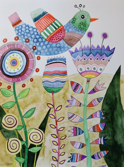 クレイジーバード 作： Marys Watercolors