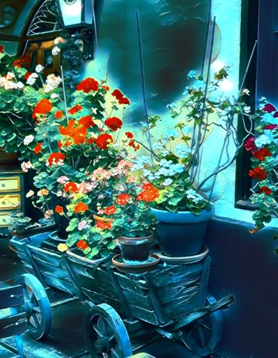 月明かりに照らされた花々。 作： Margareta Uliarte