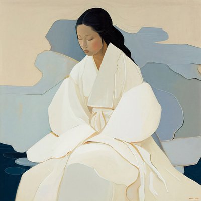 伝統的な韓服を着た女性の韓国絵画、ウォールデコ販売 作： ファフタリ・アブデラヒム