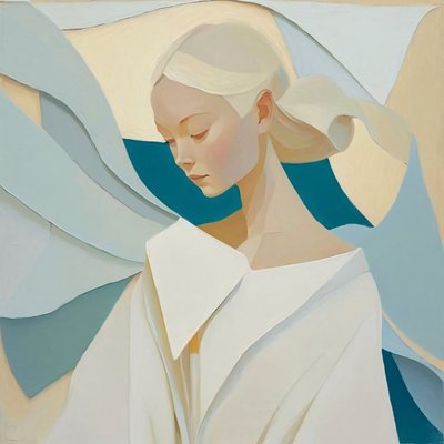 白いブロンドの髪の抽象的なアジアの少女、壁の装飾 販売 作： ファフタリ・アブデラヒム