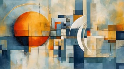 抽象的な幾何学図形の背景, 数学を教える, オンデマンドでキャンバスプリント 作： ファフタリ・アブデラヒム