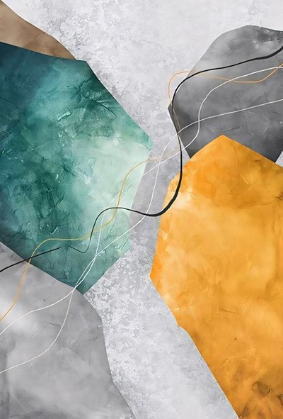 グレーとオレンジの濃淡の絵画、コントラストと奥行き、キャンバス壁掛けフレーム 作： ファフタリ・アブデラヒム