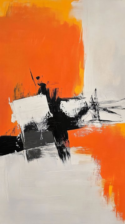 オレンジ色の絵画、モダンな抽象的な家の装飾、寝室の壁の装飾 作： ファフタリ・アブデラヒム