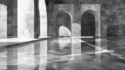 大理石の宮殿のアーチと門, 建築, モノクローム, 壁飾りプリント 作： ファフタリ・アブデラヒム