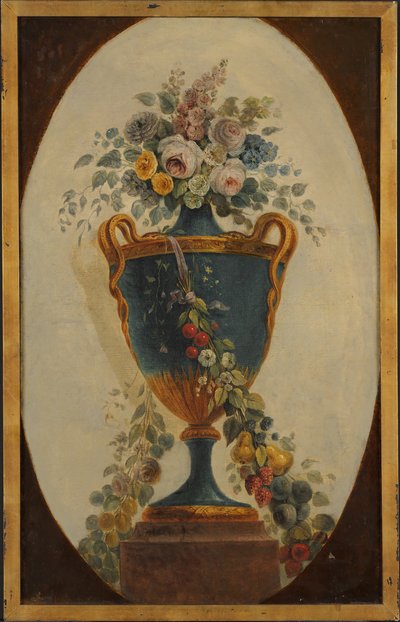 花輪で覆われた花瓶、18世紀。 作： 18th century . French Painter