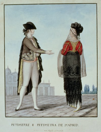 18世紀後半のマドリード出身の貴族と貴婦人（紙のトイレ） 作： 18th century Naples school