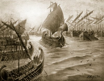 シモンはギリシャ艦隊の指揮をとる、「ハッチンソンの国家の歴史」、1915年からの実例 作： A.C. Weatherstone