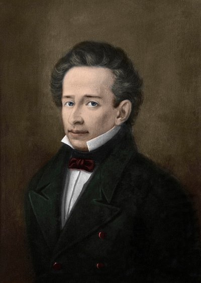 ジャコモ・レオパルディ（1798-1837）の肖像（A.Ferrazziの肖像画より）-。 作： A. (after) Ferrazzi