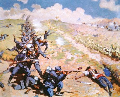 モンテネグロ軍を攻撃するオーストリア軍 作： A. (after) Prachazka