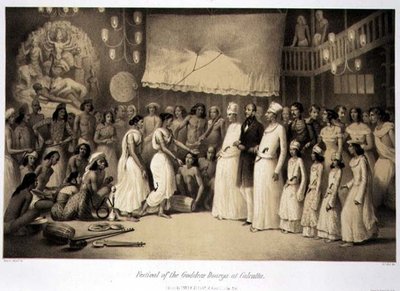 カルカッタでのドゥルガ女神の祭礼、Louis Henri de Rudder（1807-81）が彫刻した「Voyage in India」より。 作： A. (after) Soltykoff