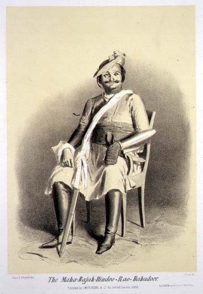 ジュール・トレイヤー（1824-1901）が彫刻した「インド航海記」から、マハー・ラジャ・ヒンドゥー・ラオ・バードーがロンドンで出版されたものです。 作： A. (after) Soltykoff