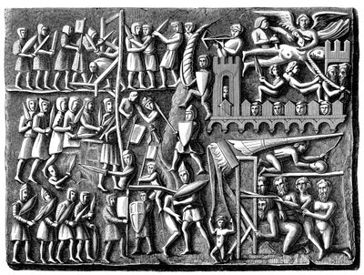 サン・ナゼール大聖堂の浅浮き彫り、カルカソンヌ、フランス、1849年 作： A. Bisson