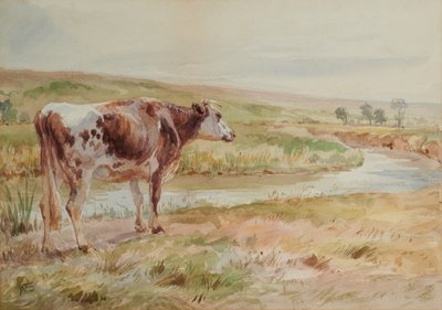 川と牛のいる風景 作： A Brown