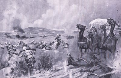 アフタープレトリアからのイラスト、ブッフェルスポールトでの船団への攻撃：ゲリラ戦争、1902 作： A. C. Ball