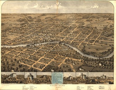 1866年、インディアナ州サウスベンド。 作： A.; Chicago Lithographing Co. Ruger