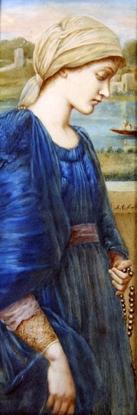 サーE.C.バーン・ジョーンズ作「フランマ・ヴェスタリス」1890年頃（アイボリーに水彩画） 作： A. Corsi Lalli