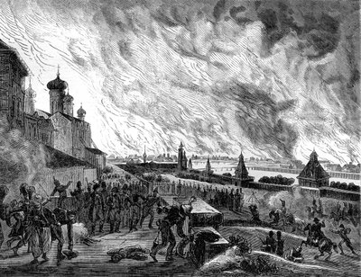 1812年9月15日、モスクワで火災。1882年から1884年。 作： A. Etienne