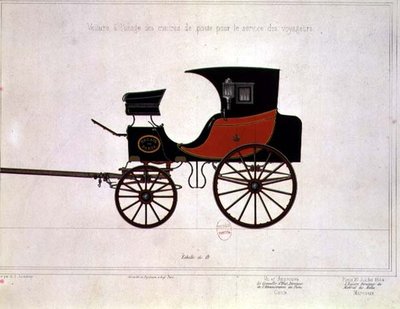 エンゲルマン＆グラフ社が刻印した郵政公社の馬車のデザイン 作： A. G. (after) Ducoudray