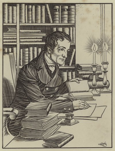 チャールズ・ラムの「The Essays of Elia」のイラスト（リトグラフ版 作： A. Garth Jones