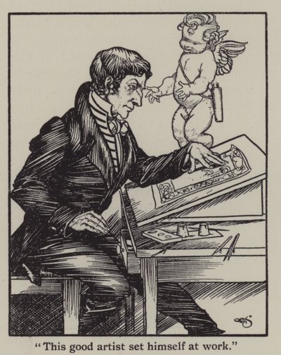 チャールズ・ラムの「The Essays of Elia」のイラスト（リトグラフ版 作： A. Garth Jones