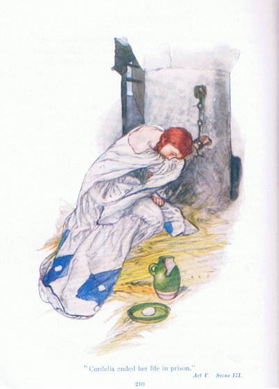 コーデリアは牢獄で人生を終えた（リア王）」（Ward Lock & Co Ltd.発行の「Tales from Shakespeare」より 作： A. Jackson
