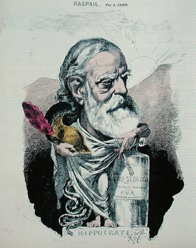 フランソワ・ヴァンサン・ラスパイユ（1794-1878）の風刺画 1870年頃（彩色済みエングレーヴィング） 作： A. Jann