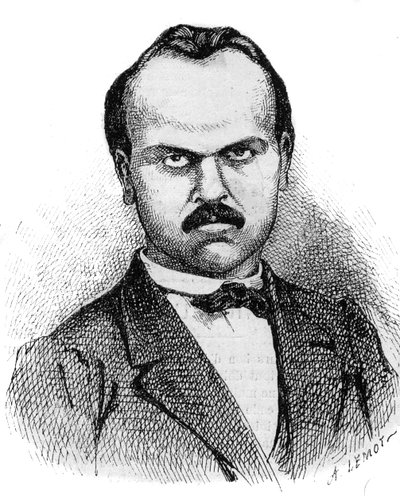 ルイ・ノワール（1837-1901）の肖像-フランスの作家-ルモによる1870年のエングレービング 作： A Lemot
