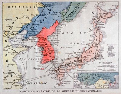 日露戦争の戦域の地図、1904年 作： A Meunier