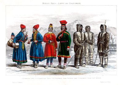 モンゴルレース、ラップスとエスキモー、1800-1900。 作： A. Portier